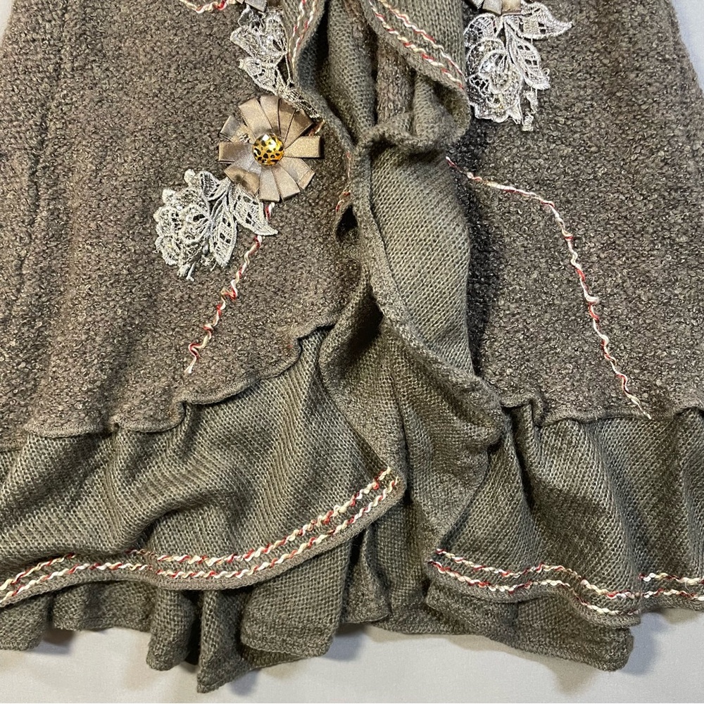 Forla Paris Drape-Front Ruffle Duster Cardigan, Bohemian & Romantic - Medium - Picture 10 of 17